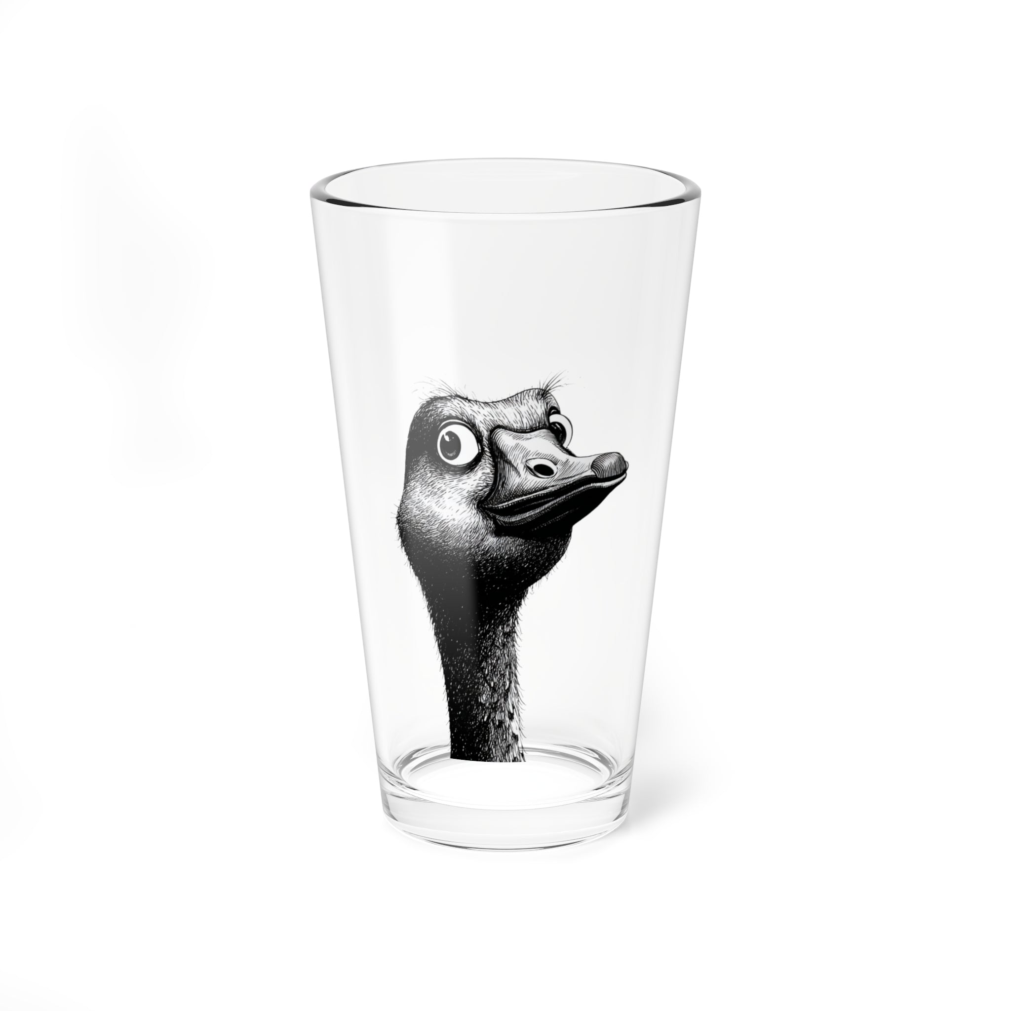 Goose Head 16oz Mixing Glass – Funny Retro Goose Illustration Pint Glass
