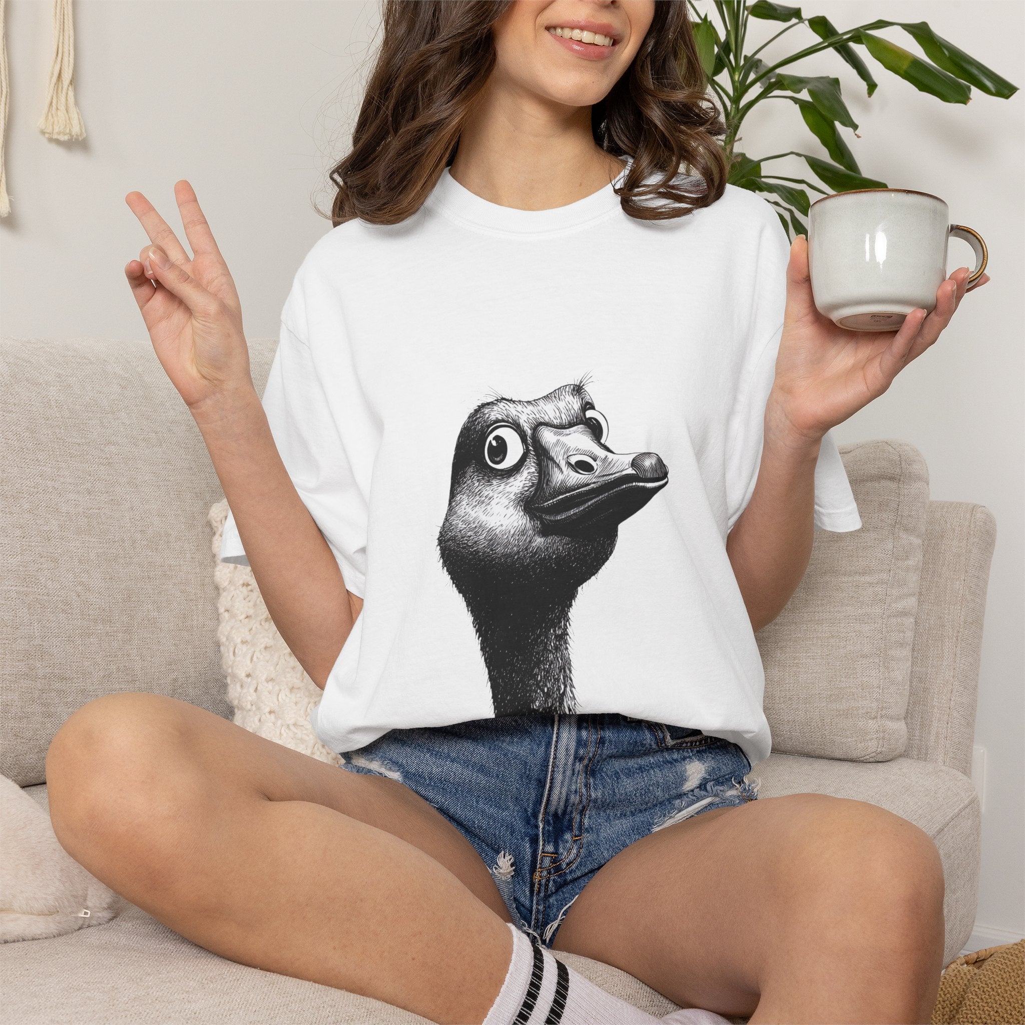 Goose Head Graphic T-Shirt — Quirky Animal Portrait Tee