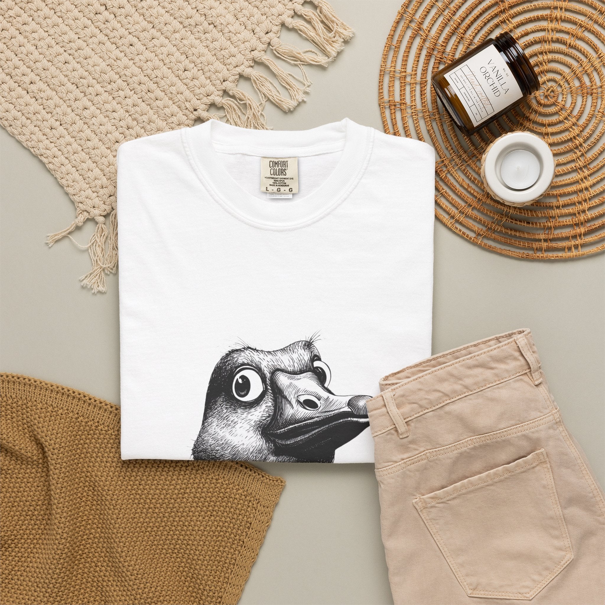 Goose Head Graphic T-Shirt — Quirky Animal Portrait Tee